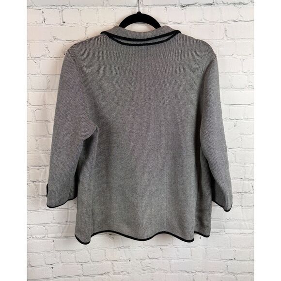 TALBOTS black white birdseye pattern knit silk cotton blazer jacket cardigan XL - Picture 5 of 6